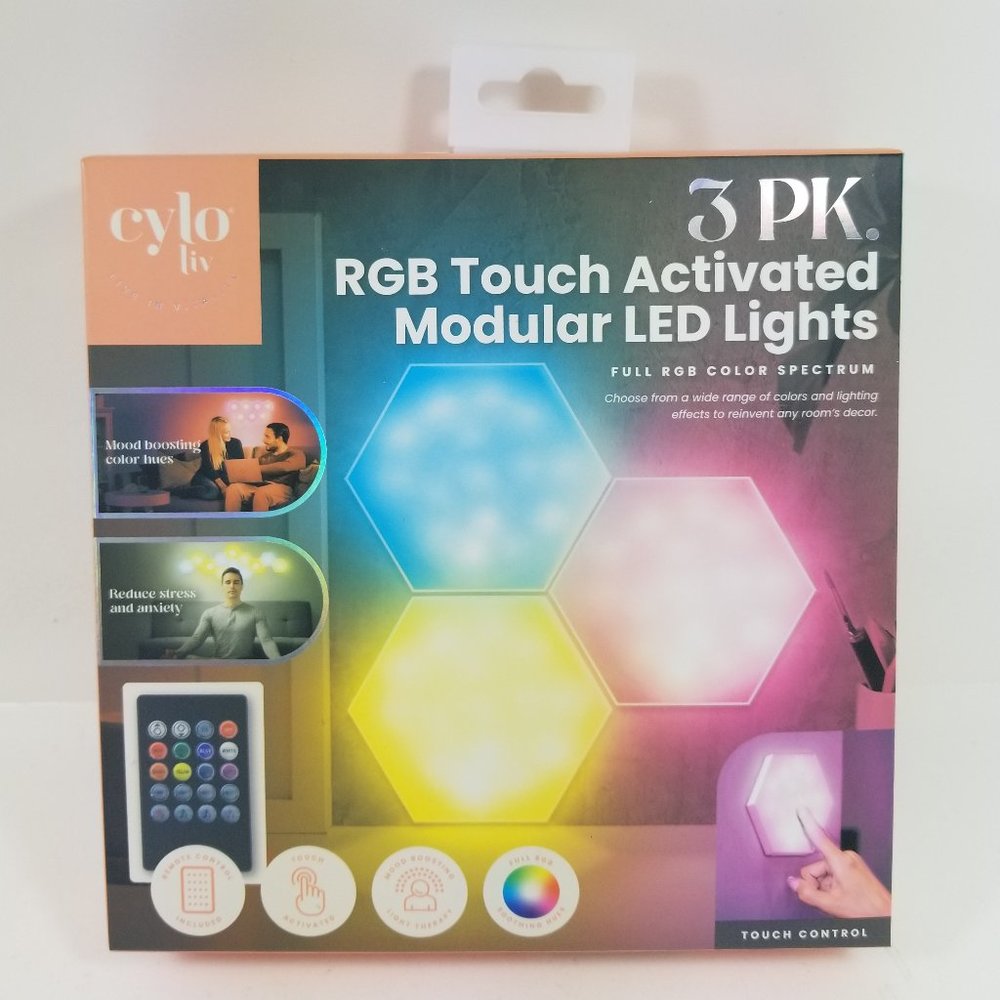 Cyclo RGB Touch Activated Modular LED Light 3 pack with control remote.